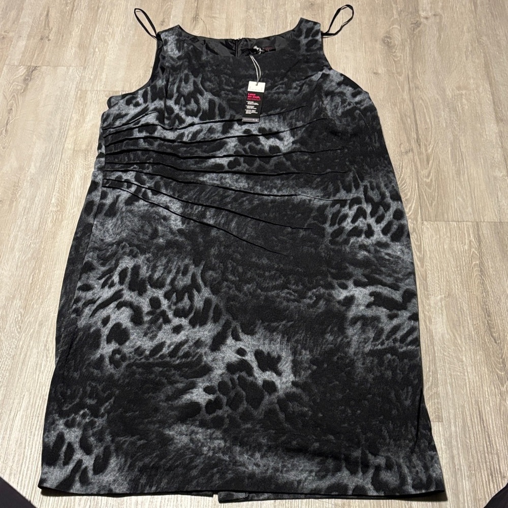 Michel Studio Leopard Charcoal and Black Textured Dress